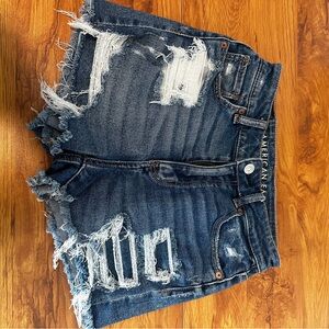 American Eagle Outfitters Ripped Dark Blue Jean Shorts